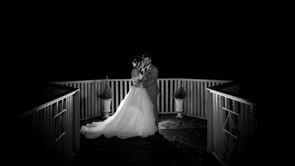 Bride and Groom embrace at Whitley Hall.
