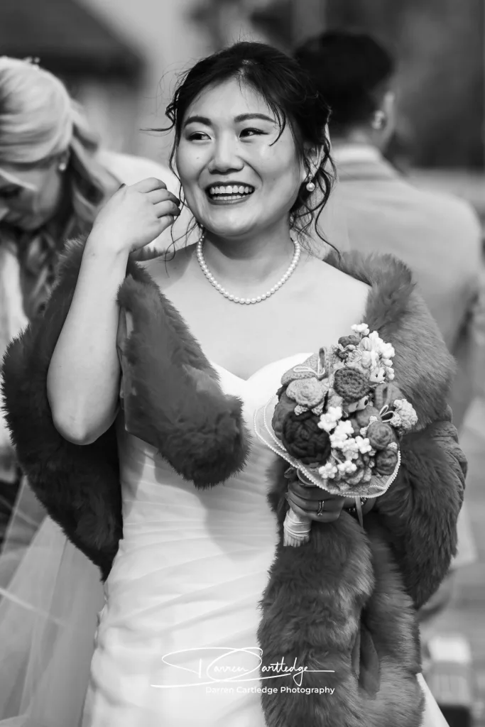 Candid moment of a bride during a Hull wedding