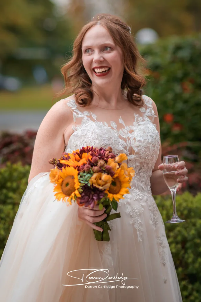 Candid portrait of a bride during a Yorkshire wedding