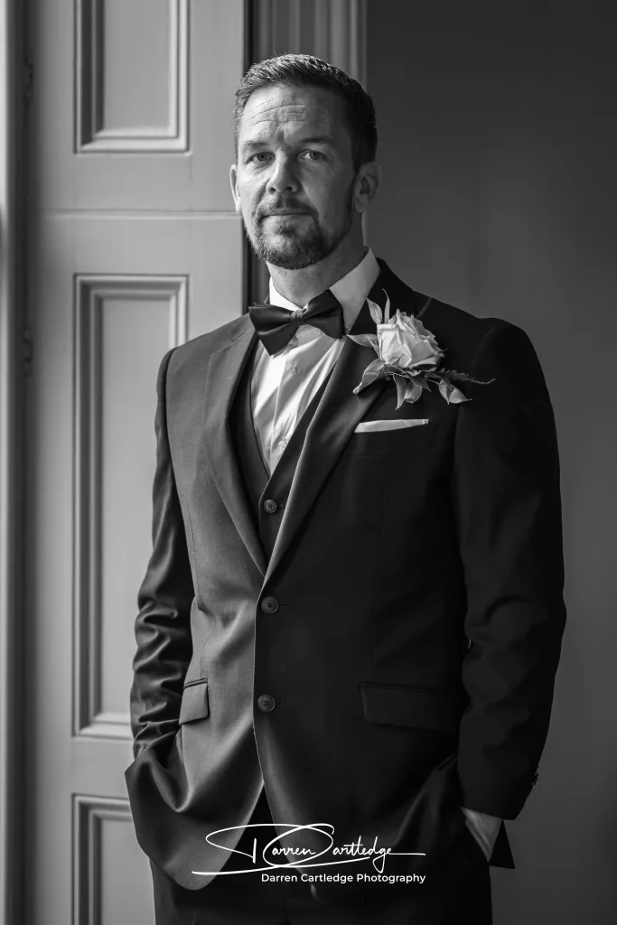 Groom ready for the day at Cleatham Hall wedding venue in Lincolnshire