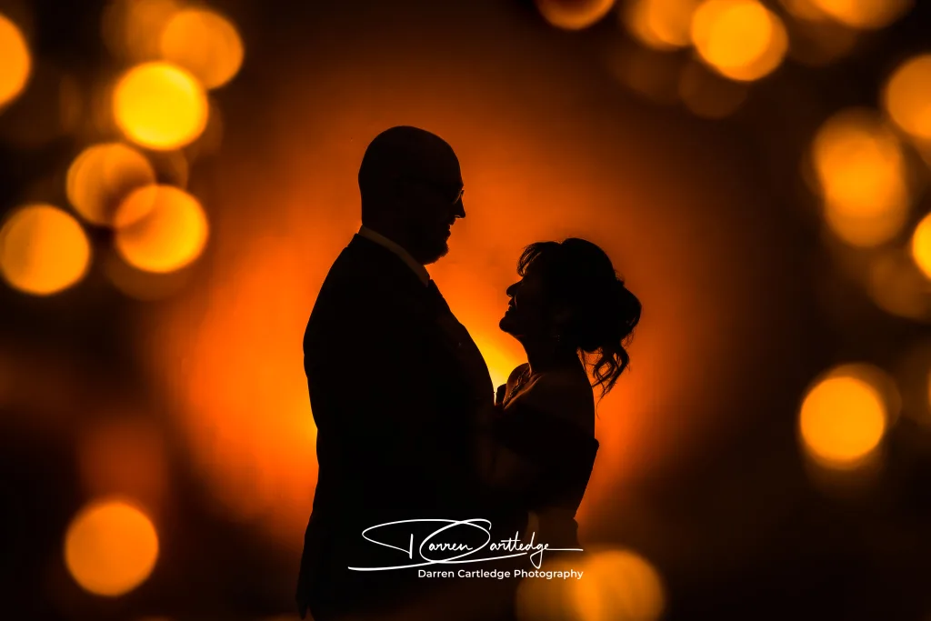 Silhouette of bride and groom during a wedding in Hull, East Yorkshire